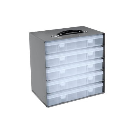 Durham Mfg Durham Steel Compartment Box Rack 13-1/2 x 9-1/8 x 13-1/4 with 5 of 24-Compartment Plastic Boxes 493512